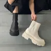 Vinter Kvinnor Plattform Stövlar Svart Läder Stövlar Goth Chunky Kvinnor Brand Fashion Round Toe Punk Shoes Botas de Mujer