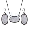 Ovale stijl hars drusy druzy ketting oordingen luxe designer sieraden set voor vrouwen bruiloft feest mki cadeau kerst