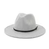 Wholesale Vintage Wide Brim Wool Felt Fedora Hats with Belt Buckle Men Woman Panama Cap Jazz Trilby Party Formal Hat