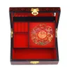 2 layer Lacquerware Chinese Decorative Wooden Vintage Storage Box with Lock Pull out Jewelry Set Box Wedding Birthday Gift Cosmetic box