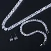 CWWZircons Funkelndes Prinzessinnen-Schliff-Kubikzirkonia-Halsband-Halsketten-Ohrring-Armband-Set für Frauen, Hochzeit, Party, Schmuck, T314266j