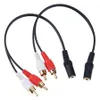 Conector fêmea de áudio estéreo universal de 3,5 mm para 2 RCA macho soquete Y cabo adaptador para fone de ouvido