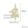 14K Guld Iced Out Chinese Dragon Pendant Necklace CZ Bling Pendant Hip Hop Micro Pave Cubic Zirconia Simulated Diamonds9369004