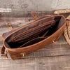 Men's Crazy Horse Leather Portcase Fit 15 "Laptop Fashion äkta handväska Business Shoulder Bag Brown Work Tote1