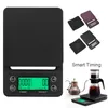 3kg و5KG / 0.1G LCD الرقمية الوزن القهوة الميزان المحمولة ميني موازين الكترونية الموقت المطبخ آلة الغذاء مقياس الأسود براون