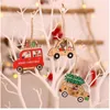 Christmas Wooden Pendants Xmas Tree Ornament Santa Snowman Deer Pattern DIY Handmade Crafts Home Decor JK2009KD