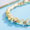 Vente chaude Belle Authentique 925 Argent Sterling couleur or cristaux chram Bracelet Bracelet Fit Femmes Perle Charme DIY Pandora Bijoux