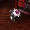 Awesome gothic evil eye skull ring for men vintage demon eye punk rings jewelry fashion titanium steel silver plated men039s ri1401007