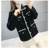 Elegant new women's turn down collar color block wool knitted tweed warm loose plus size coat casacos SMLXL