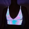 Deep V Sport Bra Laser Reflective Camisole Bright Sport Bras Donne Top Sexy Gym Yoga Gilet Abbigliamento Biancheria intima Tanques