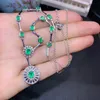 Kedjor [MeibaPJ] Colombian Natural Emerald Gemstone Pendant Halsband med certifikat 925 Ren Silver Fine Bröllop Smycken för Women1