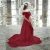 Maternity Photography Props Split Front Graviditet Klänning för fotografering Shoultress Gravida Kvinnor Klänningar Maxi Maternity Crow