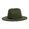 Szerokie brzegowe czapki proste top hat solidny kolor Fedoras dla mężczyzn Women Wool Warm Jazz Chapeau291n