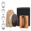 Boar Bristle Beard Cepillo, Cuerno Madera Peine Mustote Caja de tijera Classic 5IN1 Set Hombres Facial Cuidado Maquillaje Pelo Cuidado del cabello Estilo Corte de aseo