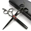 Zwarte professionele kappersschaar 6,0 inch 440 ° C snijden Shears Japanse kapsalon Haarstyling tot dunner wordende schaar set