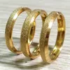 50pcs Sand Surface Quality 4mm Gold Frosted Bevel Edges Stainless Steel Ring Comfortable Fit Men & Women Gift Favor Party Jewelry Wholesale