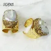 6 adet altın renk druzy halkalar kedi gözleri taş altın rhinestone ayarlanabilir yüzük parti mücevher mücevher moda kız hediyesi 80902730529