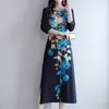 Hot Sale Fashion dress women's 2019 new long skirt long skirt Korean style large size women's clothing printed slim mid-length base