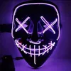 Máscara de terror de Halloween Máscaras brillantes LED Máscaras de purga Máscara de elección Disfraz Fiesta de DJ Máscaras iluminadas que brillan en la oscuridad 10 colores Envío gratis
