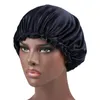 Ny fast färg Silk Satin Night Hat Women Head Cover Sleep Caps Bonnet Hårvård Fashion Accessories VV207