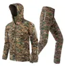위장 하이킹 재킷 세트 야외 방수 열 양털 사냥 윈드 브레이커 softshell 전술 재킷