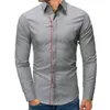 Mens Fashion Dress Designer camisas Turn Down Collar manga comprida Mens Tops Casual Mens Apparel