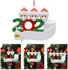 Resina 2020 Quarantena Ornamento di Natale Albero di Natale pendente Decorazione Regalo pupazzo di neve Famiglia di ornamenti con maschera Disinfettato a mano DHL