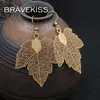 BRAVEKISS rétro feuille forme goutte boucles d'oreilles pour femmes Vintage bohème Boho évidé mode bijoux accessoires nouveau 2020 PE1520