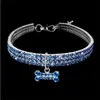 Elastic Force Dog Collars 3 Rows Rhinestone Leash Pet Supplies Dogs Collar Adjustable Chain Bone Decorate 9 9cz F2