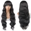 Allove Brazilian Body Wave Loose Deep Curly Human Hair Wigs With Bangs Peruvian Straight Kinky Curly None Lace Paryk Indiska Hair Malaysian