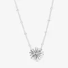 Ny ankomst 100% 925 Sterling Silver Pave Daisy Flower Collier Halsband Fashion Jewelry Making for Women Gifts294C