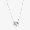 Nueva llegada 100% Plata de Ley 925 Pave Daisy Flower Collier collar joyería de moda para mujeres regalos