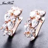 JUNXIN Luxury Female Big Hoop Earrings Rose Gold Filled Red White Zircon Earrings Fashion Jewelry Wedding For Women251B