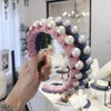 Moda Mulheres Faux Pérolas incrustadas de veludo envoltório de cabelo aro largamente headband acessório cabelo acolchoado cabeça cabeça bezel hair banda banda