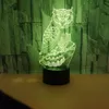 3DカラフルなLEDライトステレオビジョンタッチナイトライトフクロウアクリル3Dリモコン雰囲気テーブルランプ