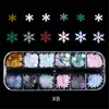 Misti 12 colori olografici fiocchi di neve natale paillettes per unghie glitter decorazioni natalizie per unghie adesivi fiocchi 3D charms3990006