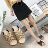 Hot Sale-Summer Will Crossing Bandage Flax Level With Sandals Woman Solid Color Flat Bottom Rome Footwear, Fishmouth, Shoe Moisture