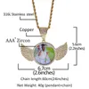 Custom Photoes Necklace&Pendant Men Iced Out Cubic Zircon Copper Tennis Chain Photo Necklaces Round Wing Shape Medallions Hip Hop Jewelry