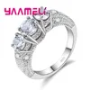 Bague en argent sterling 925 avec pierre de cristal ronde, blanc, rouge, bleu foncé, vert, violet, cadeau de la Saint-Valentin pour mariage Sample271R