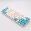 KeyPro Chunyang Cyan White Ethmal Dye SubliMation Typons PBT KeyCap för Wired USB Mechanical Keyboard 130 KeyCaps