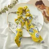 Mulheres Flor Imprimir Chiffon Scrunchie Elastic Faixa de Cabelo Laço de Cabelo Ropes doce das senhoras Acessórios de cabelo cabeça banda meninas