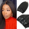 Afro Kinky Straight Clip dans les extensions de cheveux Real Remy Human Hair Couleur noire naturelle Yaki Double trame Clip sur les extensions de cheveux 8pcs / 120g