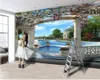 3d Modern Wallpaper Custom Photo European Style Column Flower pool Digital Printing HD Decorative Beautiful Wallpaper