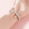 Moda Cubic Cyrkon Pave Band Wieczność Pierścionki Układanie Pierścionki Dla Kobiet Biała Róża Złoto Round Kryształ Party Obrączki Ślubne Hurtownie