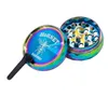 Herb Grinder Zinc Alloy Smoking Grinders Diamante Herb Grinders 4 Layers Hand Muller Spice Crusher 5 color 43MM EHE1597