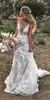 Vintage Boho sirène robes de mariée 2021 Sexy col en V profond dos nu dentelle appliques 3D fleurs pays robes de mariée, plus la taille sur mesure