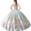 Traditional Strapless Swirling Beaded Embroidery Quinceanera Dress Charro Floor Length Satin Skirt White With Gold Sweet 16 Ball Gown