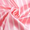 Pijamas de rayas rosadas Satén de seda Conjunto de pijamas para mujer 7 piezas Lencería de puntada Pijamas para mujer Ropa de dormir PJS 200919