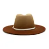 Unisex Panama Kapelusze Jazz Imitacja Woolen Fedora Hat Brown Pas Klamra Decor Wide Brim Party Cowboy Spray Cap Farba