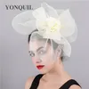 Women Mesh Flower Big Fascinator Hats Wedding Keny Derby Ascot Chapeau Bridal Tulle Occasion Headpiece fashion Ladies SYF4172124723